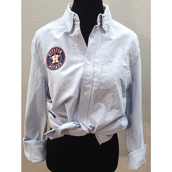 H&M Adult Small Chambray Button Down One Of A Kind Astros Game Day Shirt B20 - Picture 1 of 7